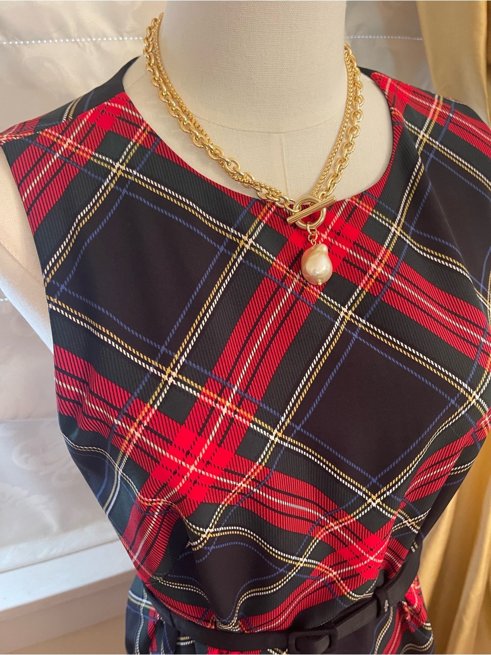 Ralph Lauren Black Dress with Red Plaid